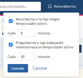 Configuración de recordatorios
